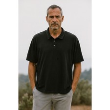 Standard JAMES PERSE Black 100 Cotton Polo Shirt Top Mens Size 3 Large