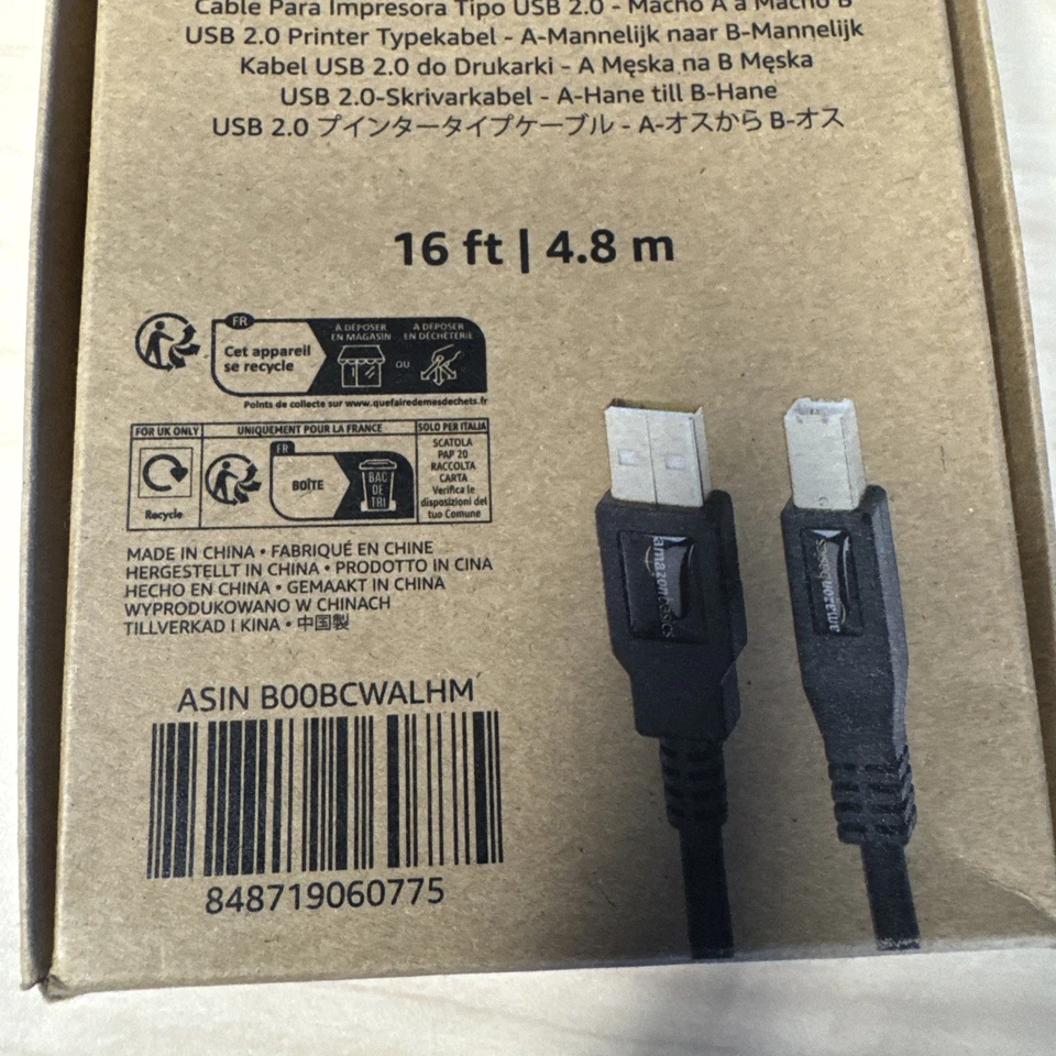 AmazonBasics 16ft USB 2.0 A-Male to B-Male Cable - Image 3 of 4