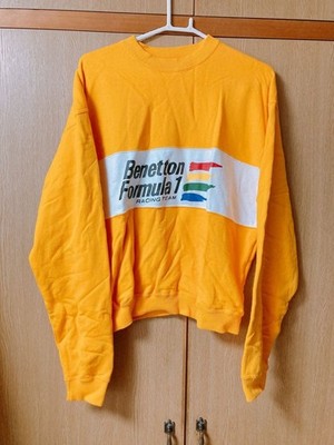 Benetton Formula 1 Racing Team Sweatshirt Yellow Free Age 13+ Collector's item
