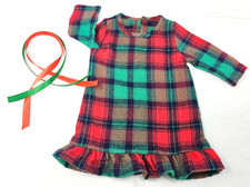 18" Doll Red  Green Holiday Flannel Night Gown Pajama Gown Fits American Girl 