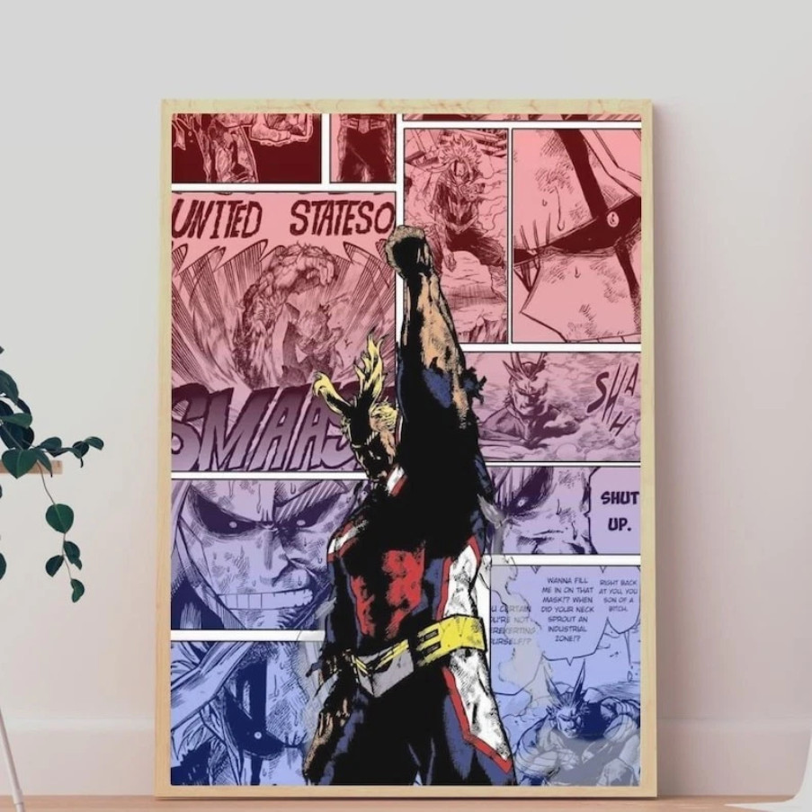 Póster All Might My Hero Academia, impresión audaz de arte de panel manga