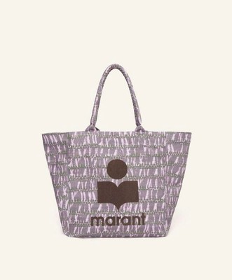 Isabel Marant Yenky Tie-Dye Canvas Tote Bag Green Pink Purple Logo Authentic