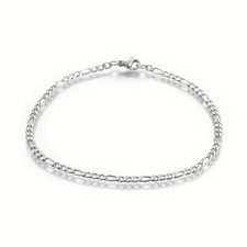 Stainless Steel Figaro Chain Bracelet Lobster Clasp Silver Color 8.6" P237