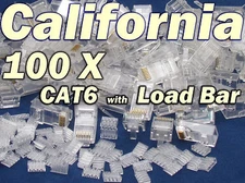 100 X pcs RJ45 Plug Cat6 w Load Bar Insert Modular LAN Network Connector Cable
