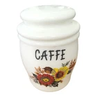 Vintage Italian Bormioli Plastica Parma Caffe Milk Glass Jar / Collectibles