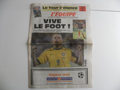 Journal L'Équipe – 12 juillet 1998 – Finale Coupe du Monde