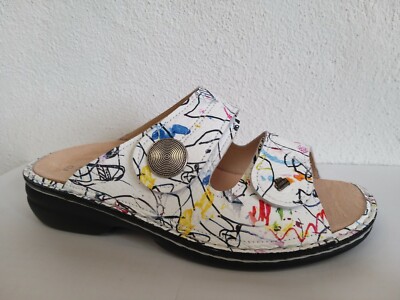 Finn Comfort Zanzibar whitmulti doodle with removable footbed & shoe bag