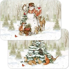 Winter Forest Reversible Easy Care Set of Four Placemats, Made in The USA