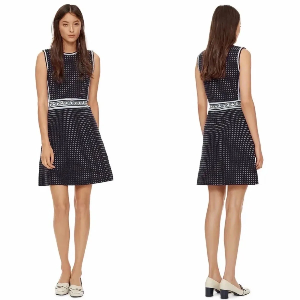 Abito a maglia Tory Burch blu navy mini punto geo 32153402 senza maniche medio