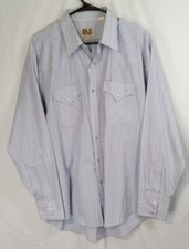 Ely Cattleman Shirt Men L Striped Pearl Snap Cowboy Rodeo Western 17 35