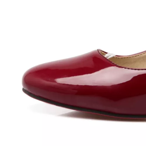 Women's Mary Jane Shoes Fashion Chunky Mid Heel Pumps Patent Leather Shoes Size - Picture 3 of 29