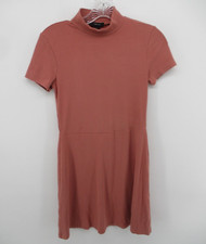 Forever 21 Medium Short Sleeve High Neck Short Rib Knit Dress