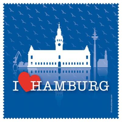 schönes Microfasertuch - I LOVE HAMBURG - Brillenputztuch von POLYCLEAN - NEU