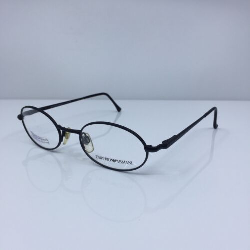 New Vintage Emporio Armani 077 Oval Eyeglasses EA 77 C. 706 Matte Black 49-20mm - Afbeelding 1 van 12