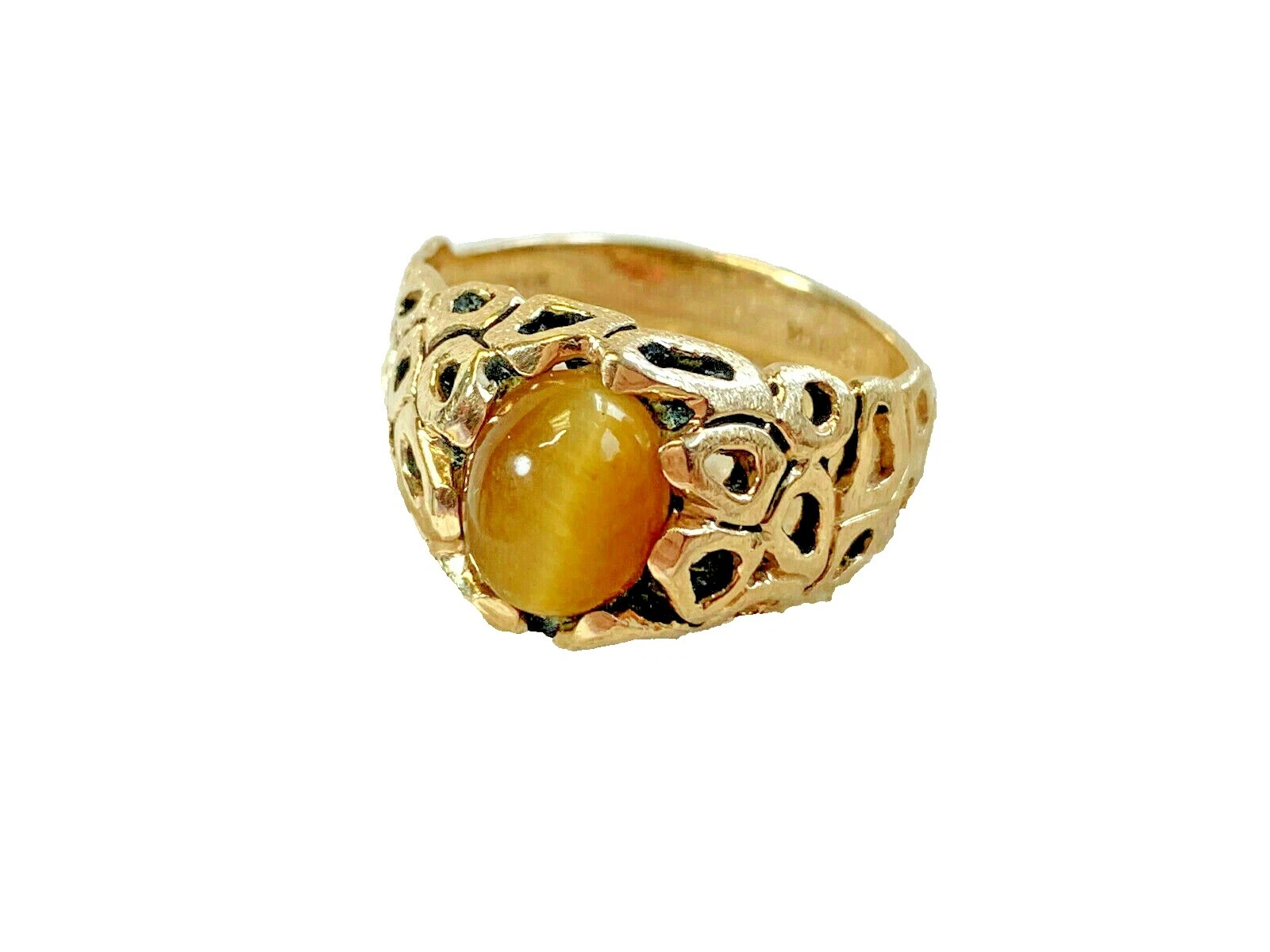 Ojo de Tigre banda Chapado en Oro Amarillo Anillos de Moda