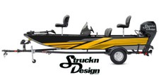 Graphic Abstract Golden Stripe Sleek Strikes Boat Wrap Fish Decal US Vinyl