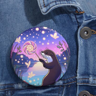 Custom Pin Button Badge Cute Otter Charm Candy Nature Animal Lover Butterflies