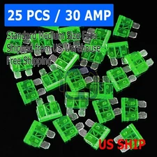 25Pcs Medium Blade Fuses Assorted Kit 30A Car Auto Van Truck Boat 12V 24V