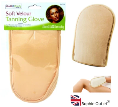 SOPHIE OUTLET SELF TANNING GLOVE Fake Tan Mitt Gloves Easy Soft Application No Mess Velour UK