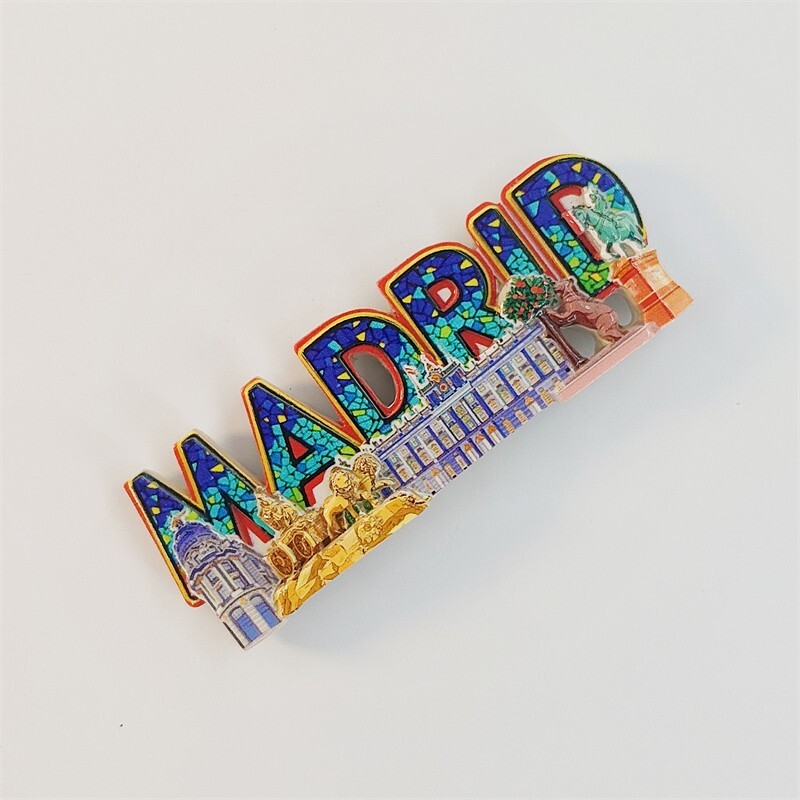 Madrid Spain Mosaic Letters Collectible Tourist Souvenir 3D Resin
