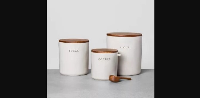 Hearth & Hand Magnolia Stoneware Canister 3 Piece Set Flour Sugar