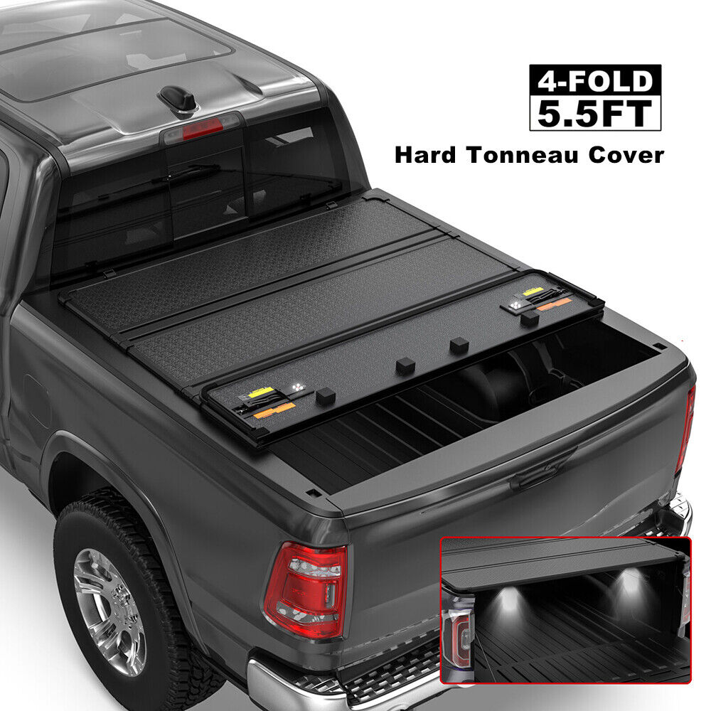 5.5FT 4-Fold Hard Solid Truck Bed Tonneau Cover For 2007-2024 Toyota Tundra
