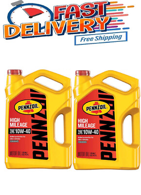 Pennzoil High Mileage SAE 10W-40 Synthetic Blend Motor Oil 5 Qt. Pack Of 2