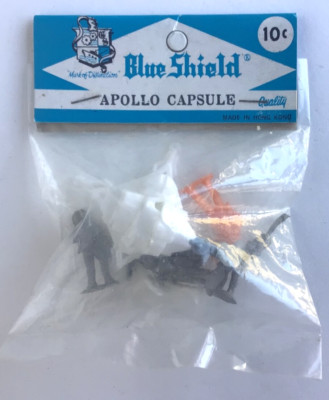 Blue Shield LP Toys Apollo Capsule & 6 Astronauts Vintage 1960s Unopened Mint!
