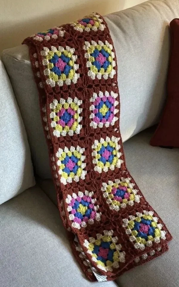 Urban Outfitters Granny Square Hand Knit Crocheted Scarf As Seen On Reddit $49 - Image 3 of 4