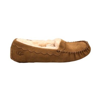 UGG Women's Scalloped Moc Chestnut Suede Slippers Shoes 1118841