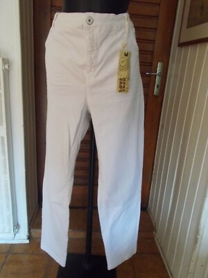 Pantalon jeans blanc stretch MS MODE iris denim slim leg 54FR