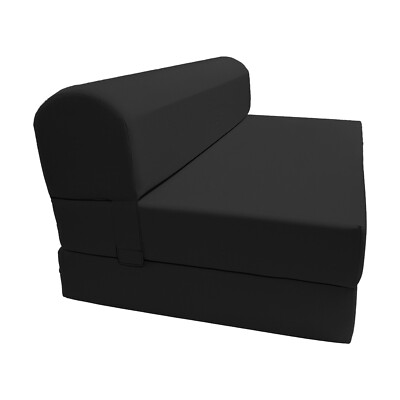 Black Sleeper Chair Folding Foam Beds, Portable Studio Guest Bed 6 x 48 x 72