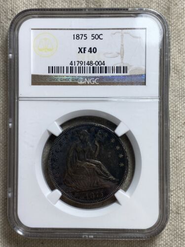 1875 Seated Liberty Half Dollar NGC XF40 Dark Crusty Example
