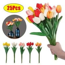 25Pcs Artificial Tulip Flowers Lifelike Bouquet for Wedding Party Home Decor USA