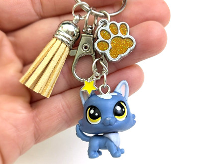Littlest Pet Shop Keychain Mini LPS Arran Pawsdale #332 Puppy Dog Gray Charms
