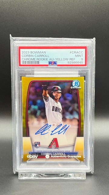 Corbin Carroll PSA 10 RC Auto /75 / 2023 Bowman Chrome Rookie Gold Refractor SSP