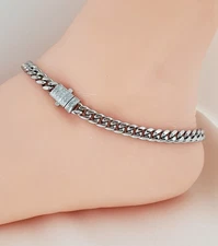 Stainless Steel CZ Cuban Anklet Bracelet