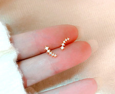 Tiny Gold Love Star Pave Cubic Zirconia Stud Earrings