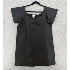 Ganni Black Organic Cotton Square-Neck Pocket Mini Dress Size 42 (LARGE)