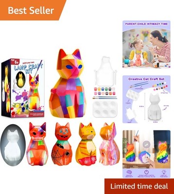 Interactive Arts & Crafts Cat Lamp DIY Kit   Ideal for Birthdays and Holidays