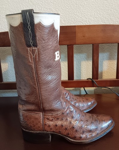 Vtg Circa 1977 Little's Boot Company Custom Chocolate Ostrich Boots 7D Last - Picture 5 of 17