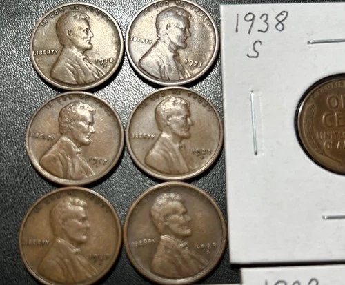 (12) Better Grade & Year 1917-D ~ 1938-S F-AU Lincoln Wheat Cent Penny Lot!!