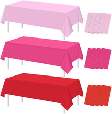 MASHAN 12Pcs Valentines Day Plastic Tablecloths, Disposable Red Pink Table Cloth