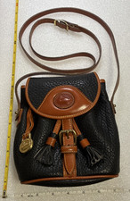 Vintage Dooney & Bourke Black and Brown Leather Purse / handbag, USA made