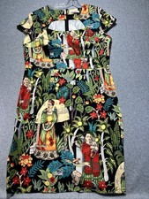 Grace Karin Frida Kahlo  Multicolor Jungle Cap Sleeve Dress Women's Sz XL, Retro