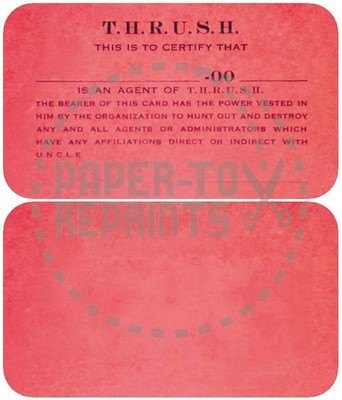 MAN FROM UNCLE - THRUSH MEMBERSHIP CARD - REPRODUCTION