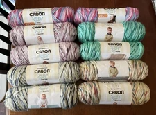 Yarnspirations Caron Simply Soft-Speckle & Stripes Acrylic Yarn - Lot Of 10