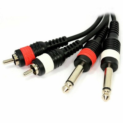 50 cm Pulse 6,35 mm Mono Klinke zu RCA/Phono OFC Audio Kabel Schwarz