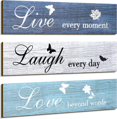 3 Pieces Rustic Wood Sign Wall Decor Live Love Blessed Family and Love Quote Sig
