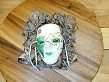 Vtg 1985 Artisan Made Porcelain Ceramic Mardi Gras Jester Mask Collectable